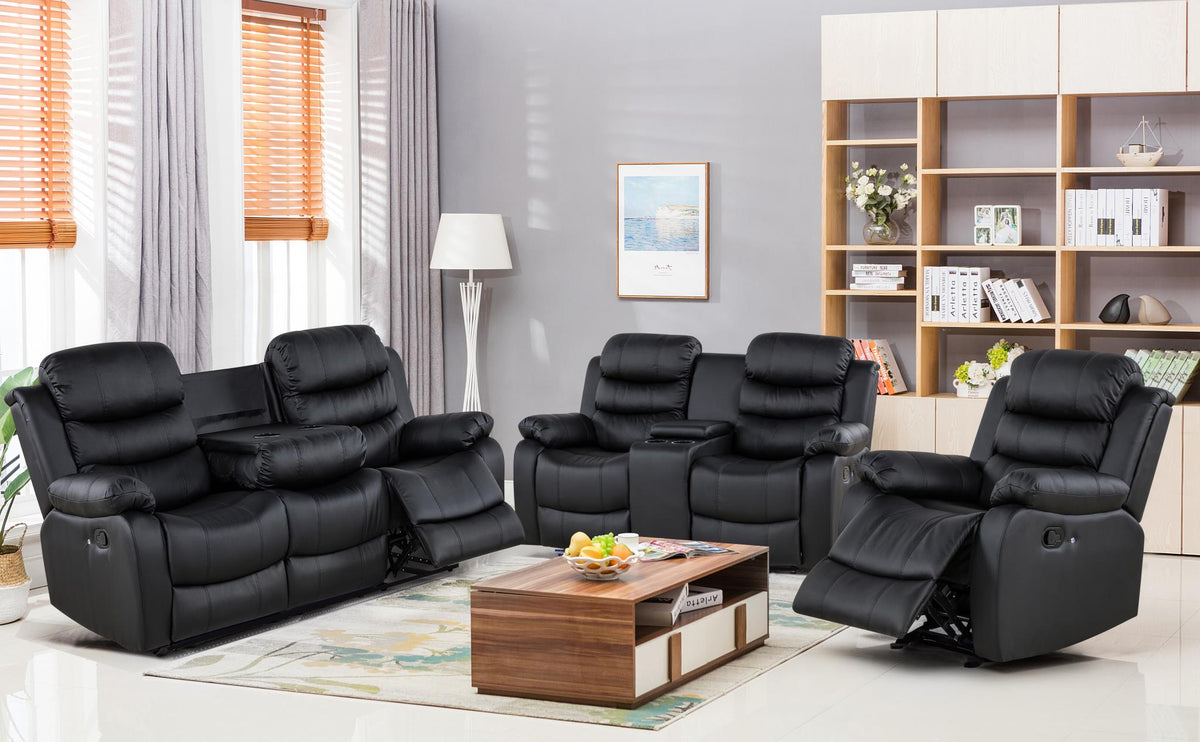 Black Motion Sofa, Loveseat & Chair