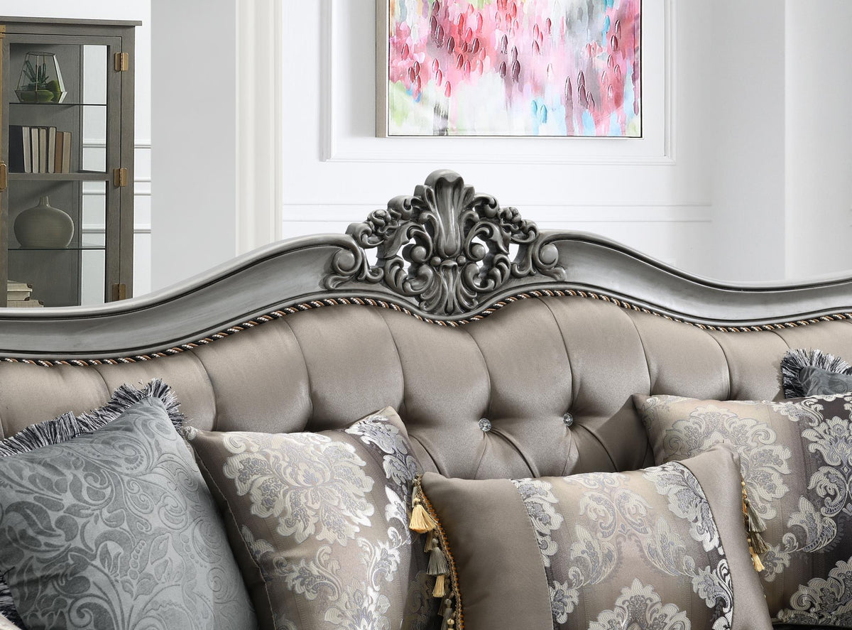 Traditional Gray Sofa, Loveseat & Chair