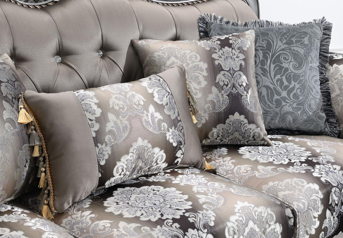 Traditional Gray Sofa, Loveseat & Chair