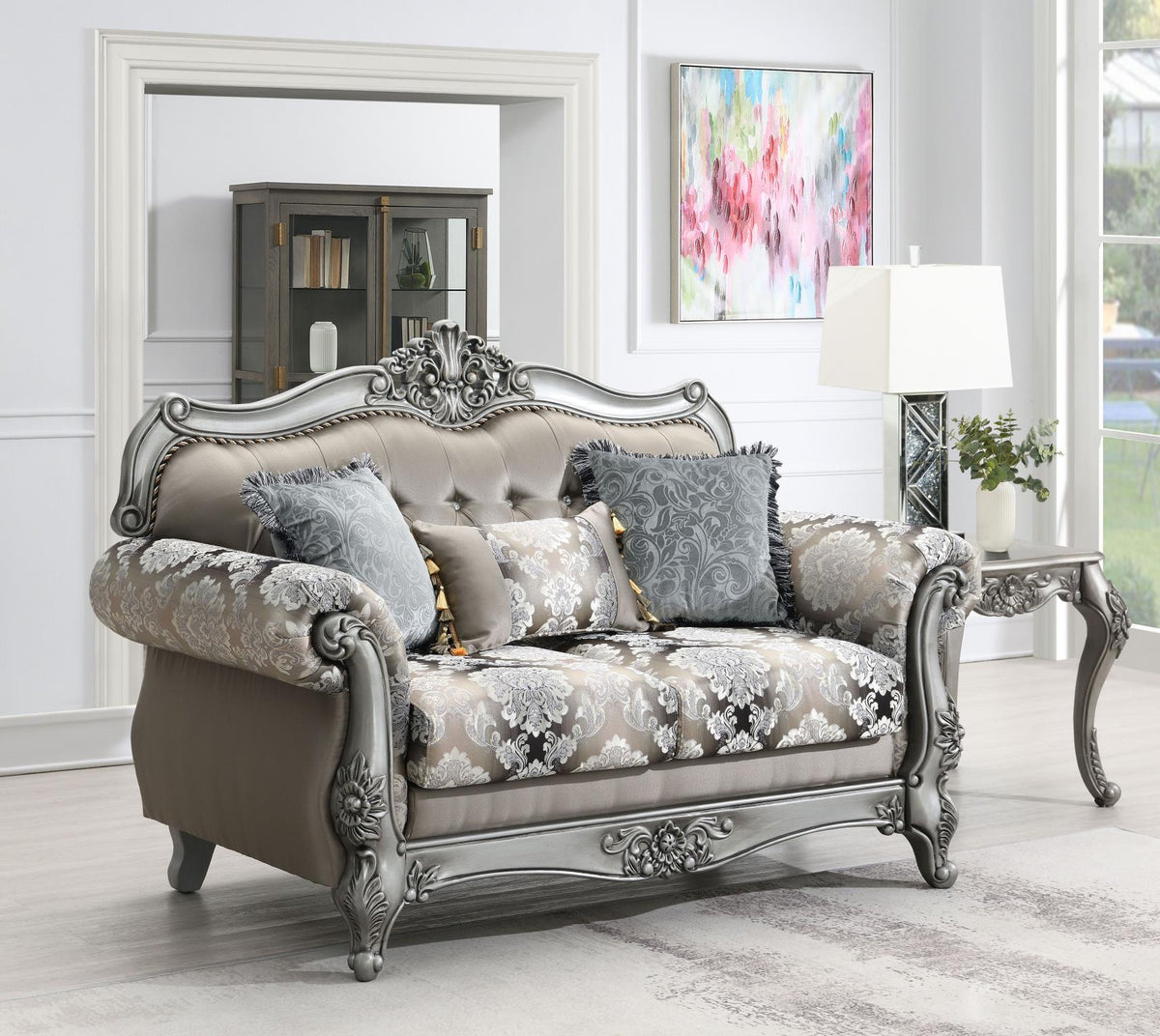 Traditional Gray Sofa, Loveseat & Chair