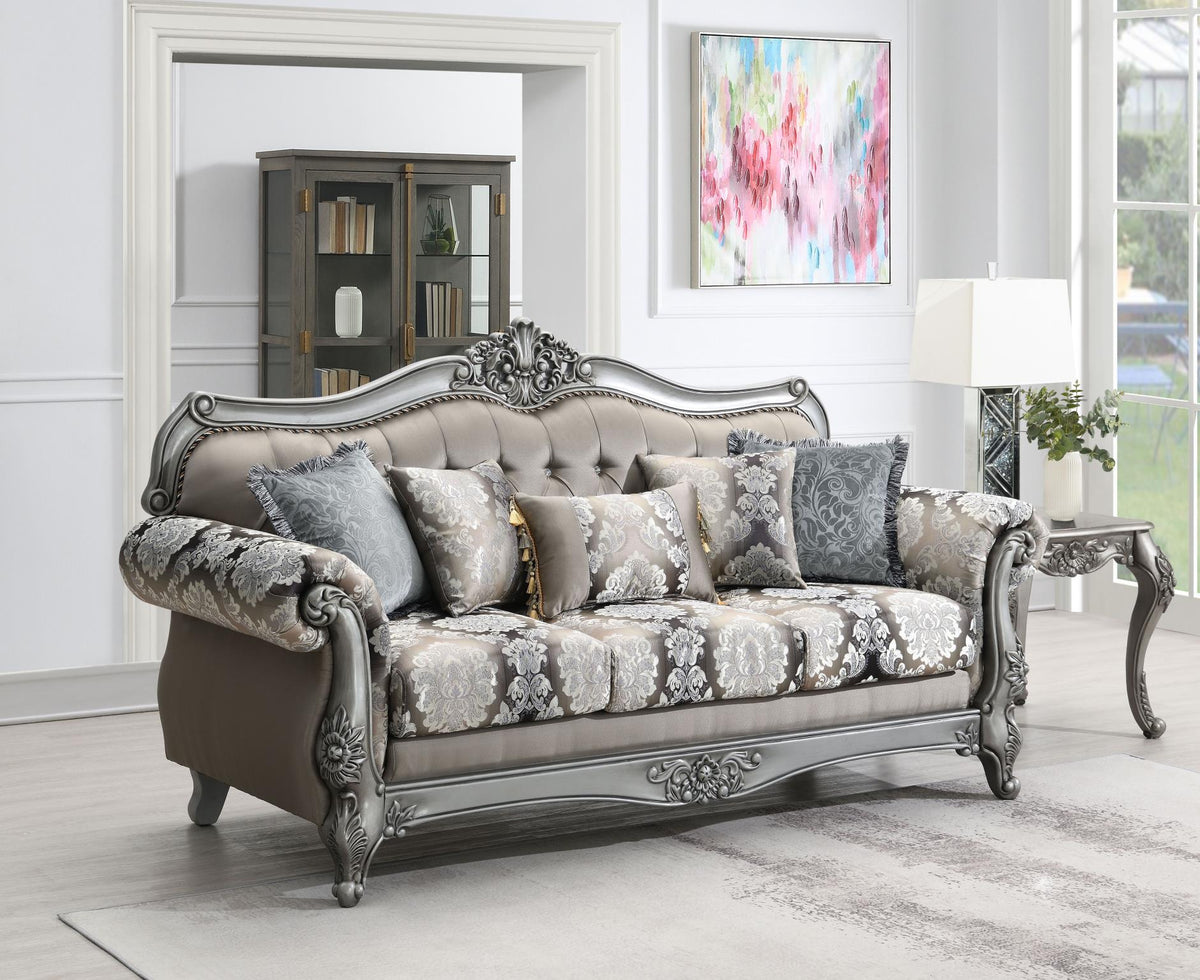 Traditional Gray Sofa, Loveseat & Chair