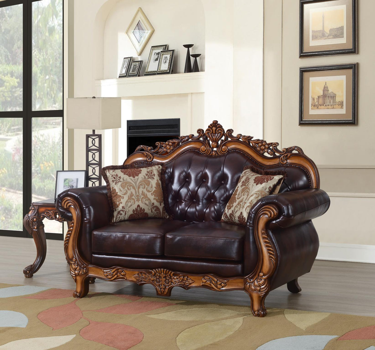 Traditional Brown Upholstered Sofa Collection