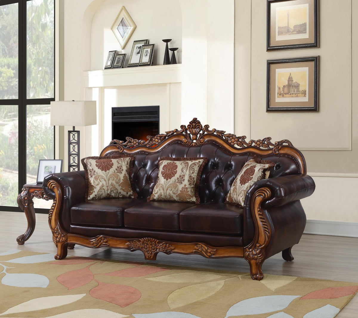 Traditional Brown Upholstered Sofa Collection