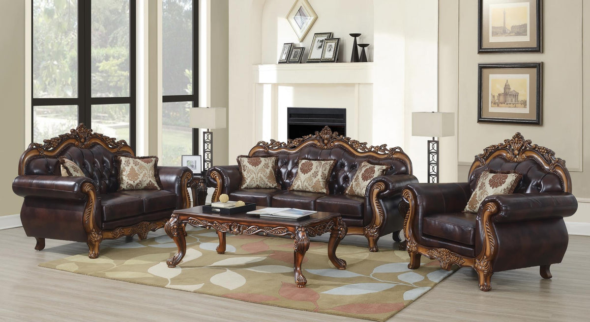 Traditional Brown Upholstered Sofa Collection
