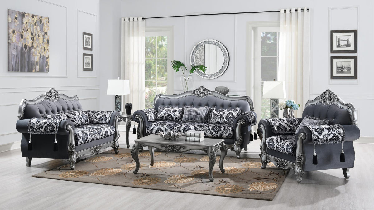 Traditional Gray Upholstered Seating Group