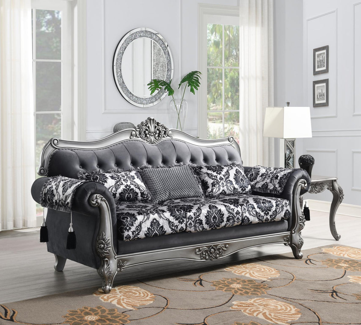 Traditional Gray Upholstered Seating Group