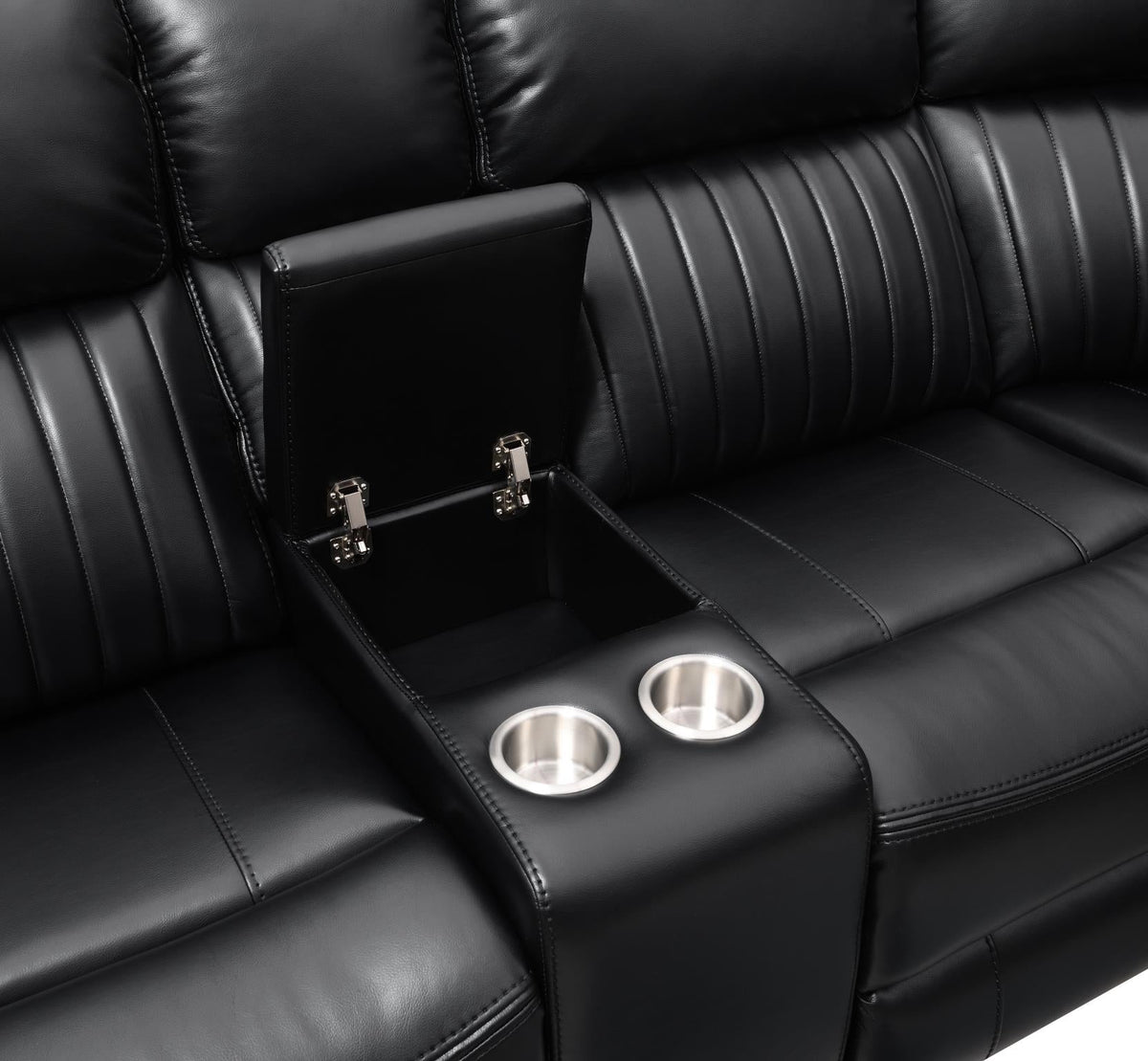 3-Piece Black Power Reclining Sectional with Screen