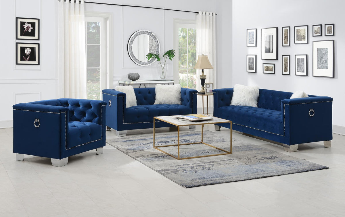 Navy Accent Loveseat & Chair