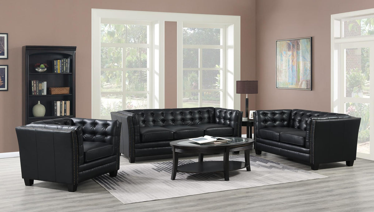 Black PU Ottoman