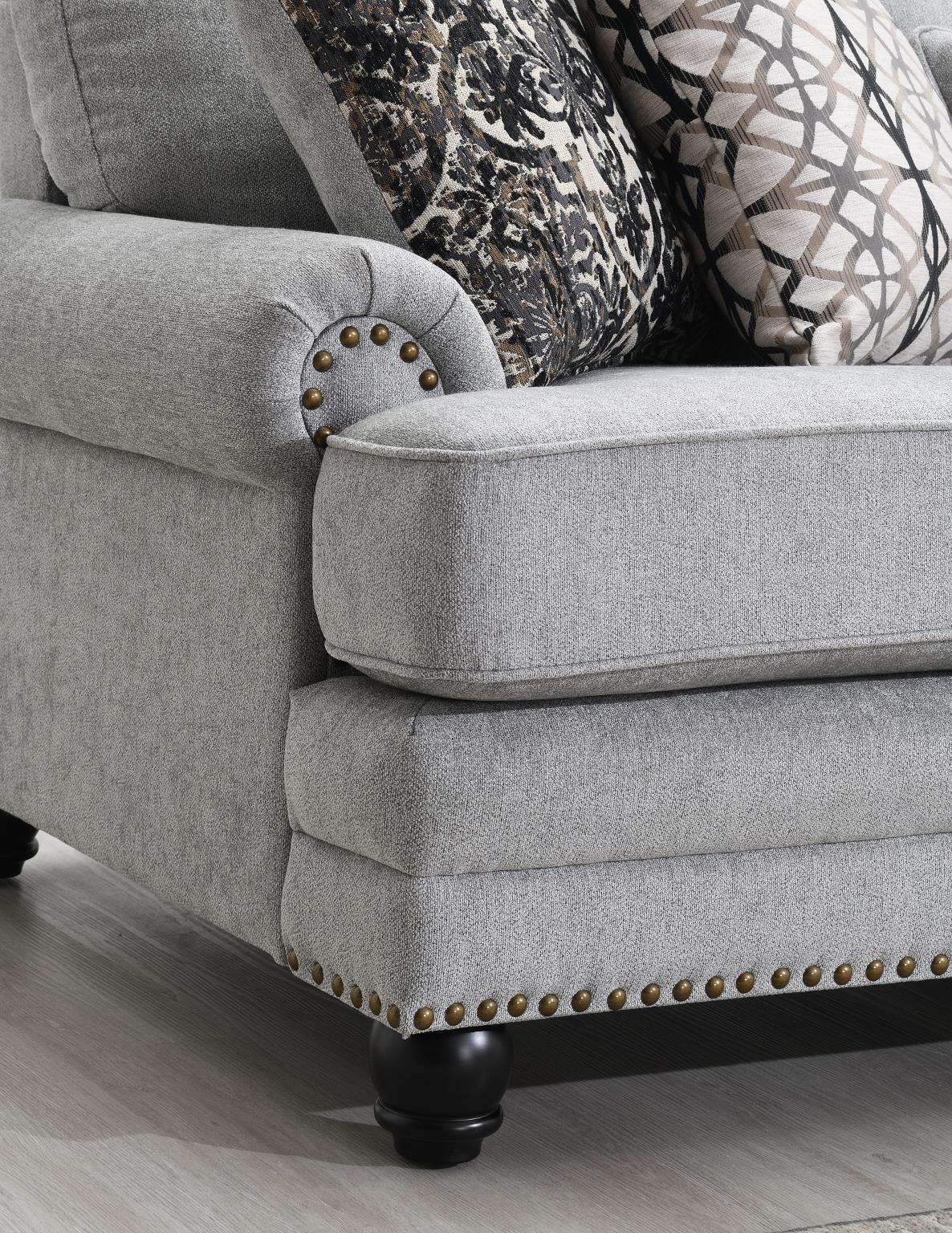 Gray Upholstered Sofa, Loveseat & Chair