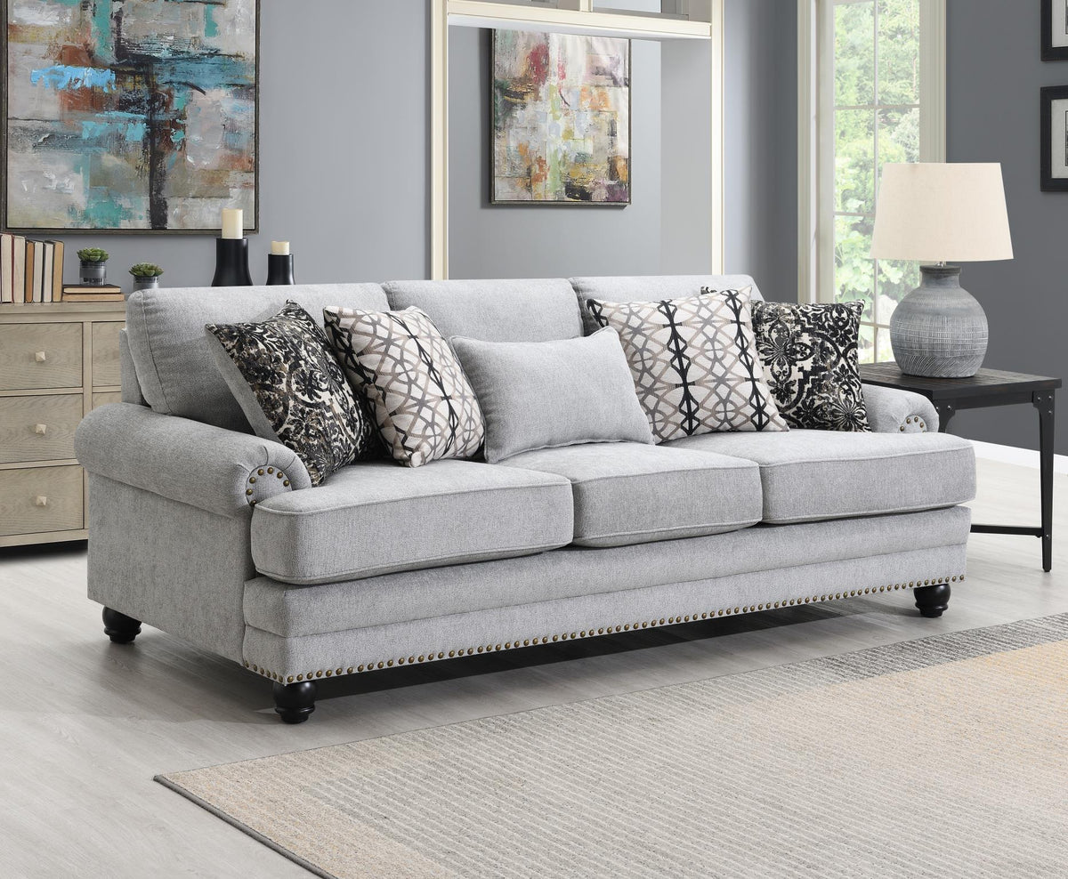 Gray Upholstered Sofa, Loveseat & Chair