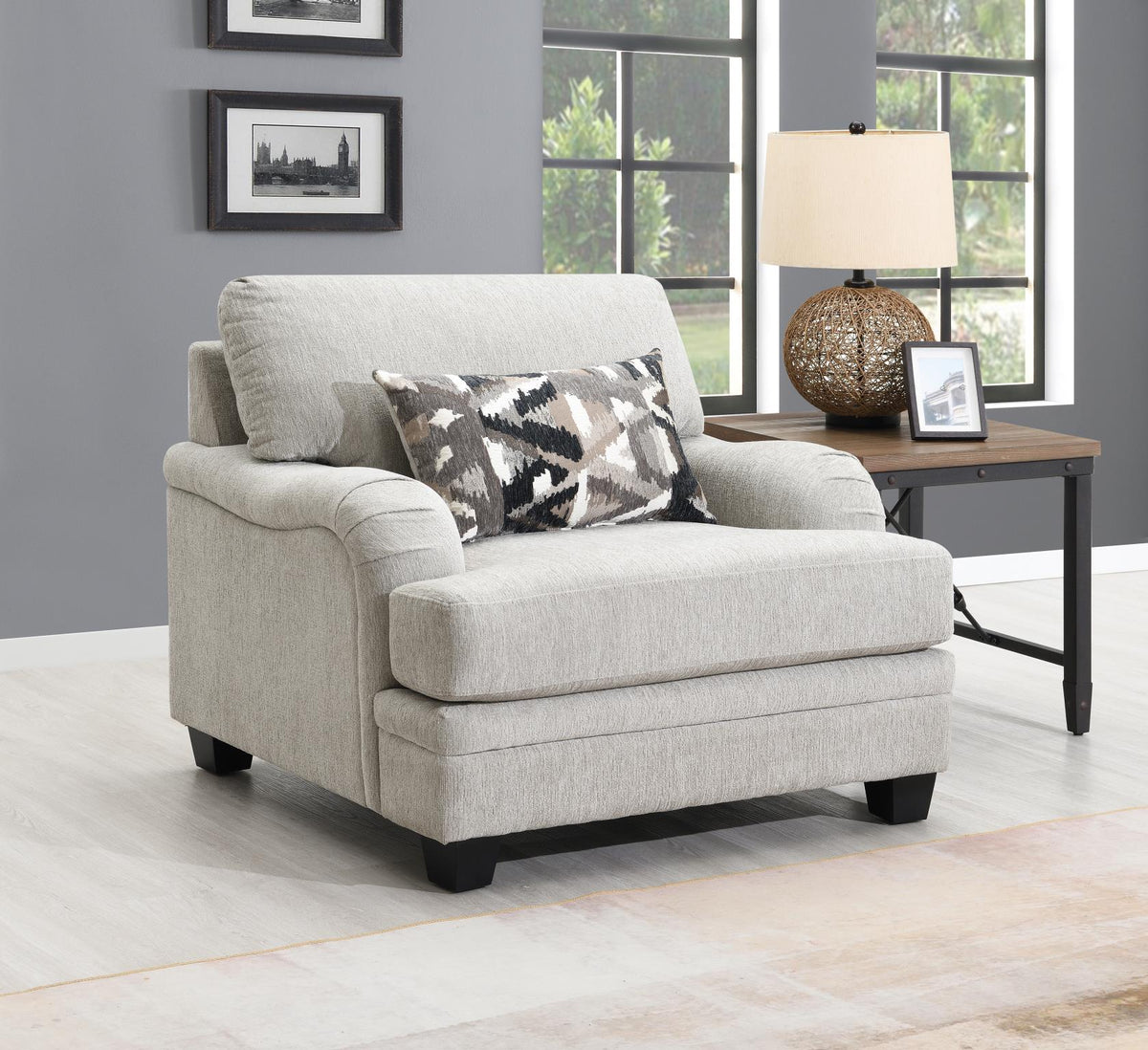 Sand Upholstered Sofa, Loveseat & Chair