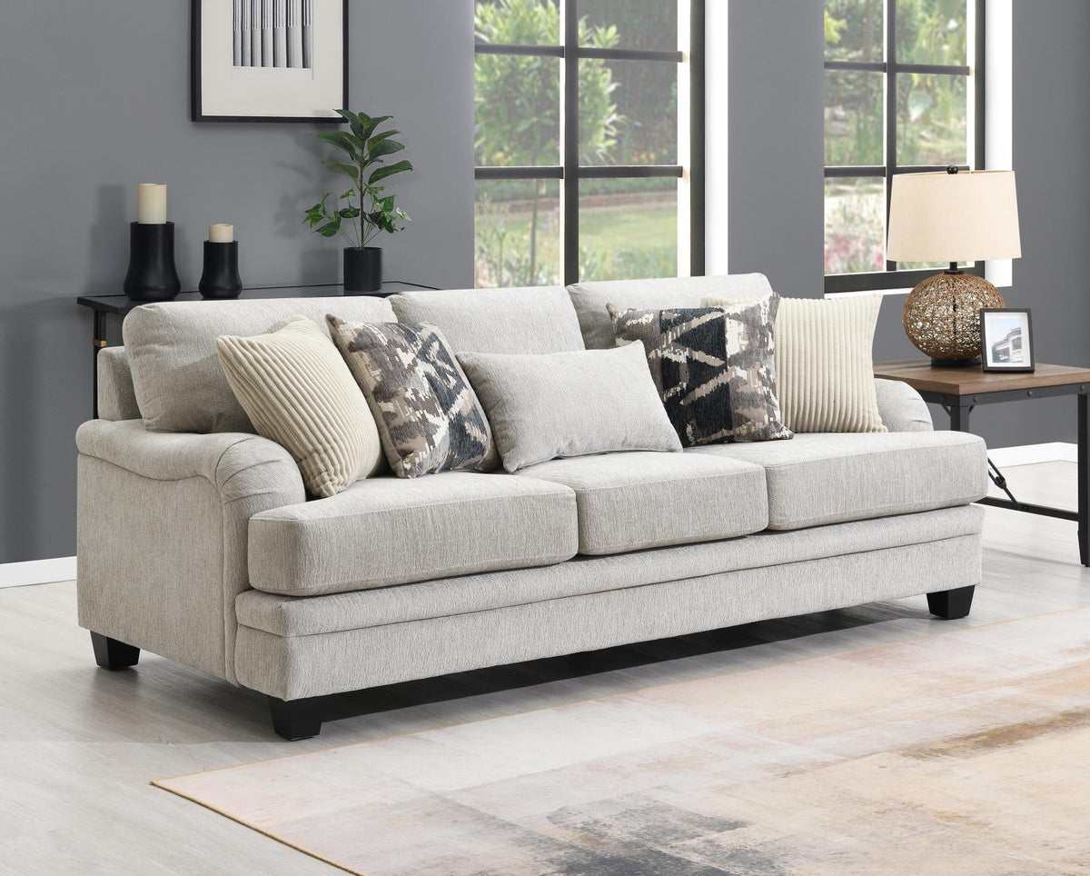 Sand Upholstered Sofa, Loveseat & Chair
