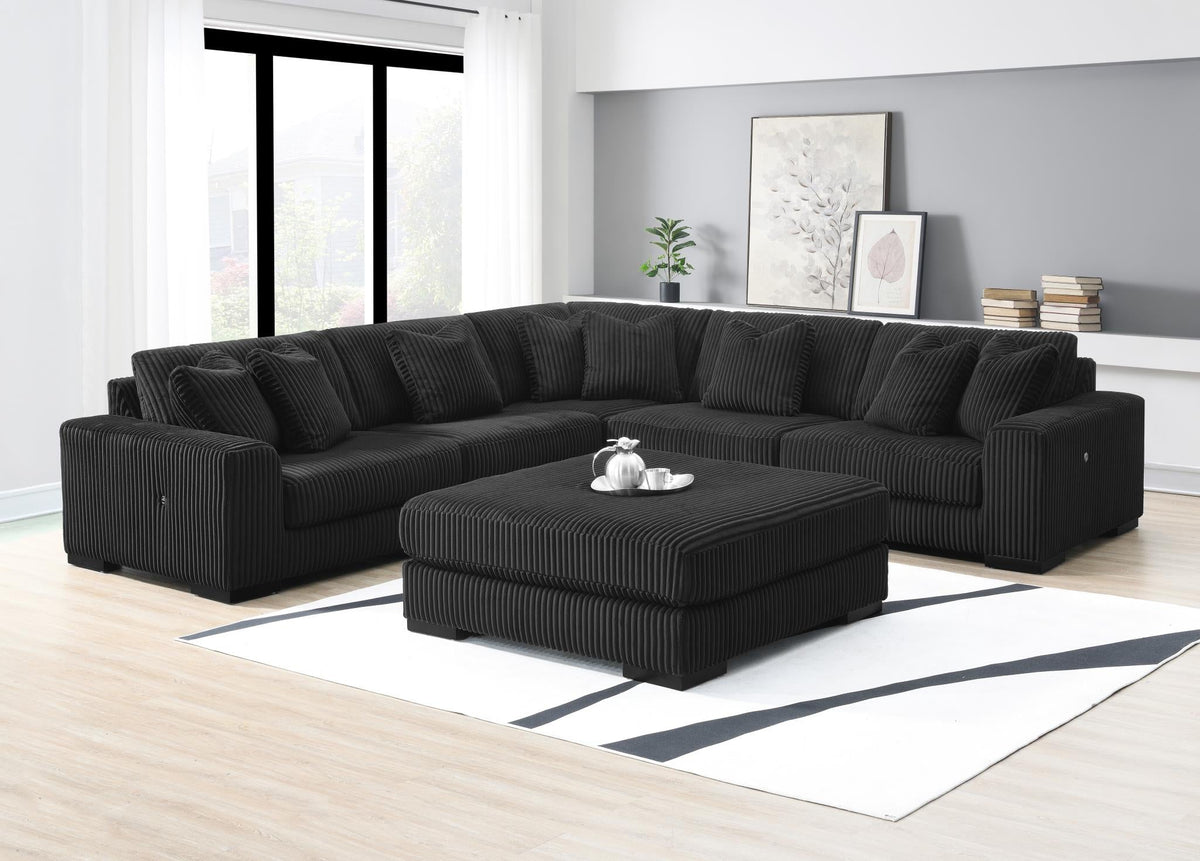 Black Modular Sectional with USB-C & Speaker Console