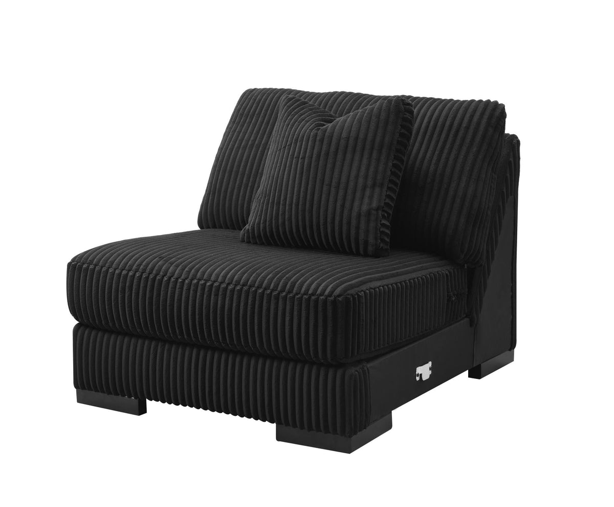 Black Modular Sectional with USB-C & Speaker Console