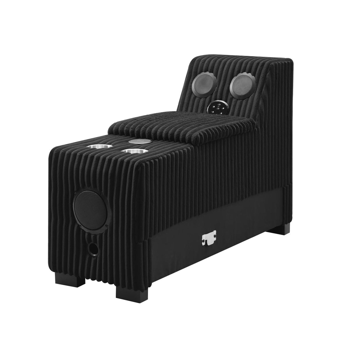 Black Modular Sectional with USB-C & Speaker Console