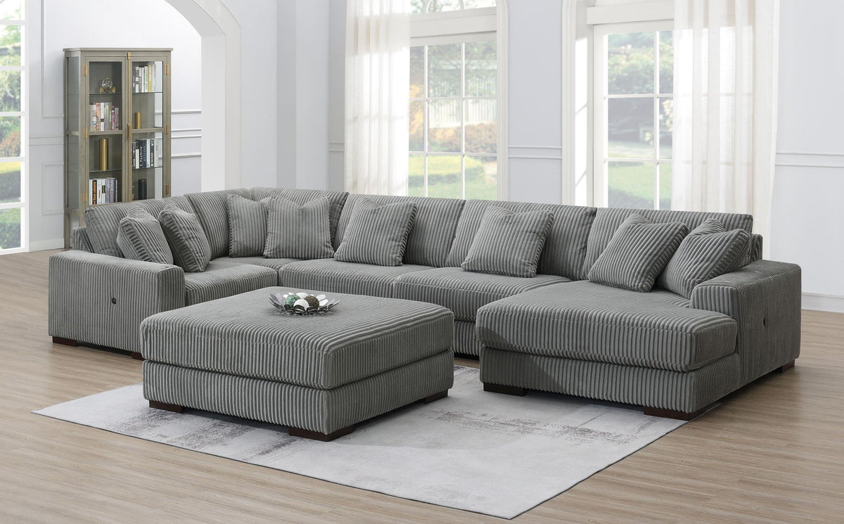 Gray Modular Sectional with Speaker Console