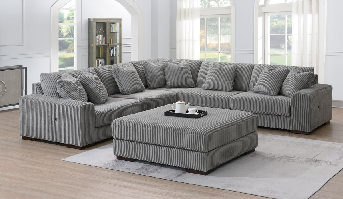 Gray Modular Sectional with Speaker Console