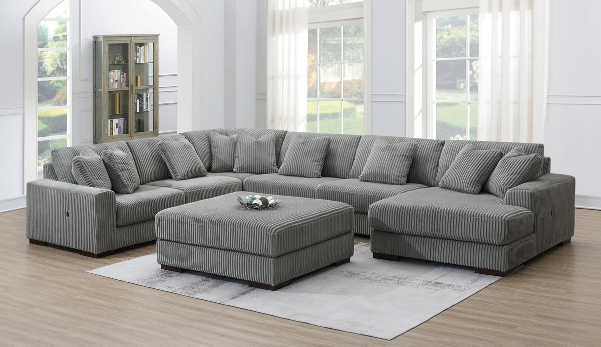 Gray Modular Sectional with Speaker Console