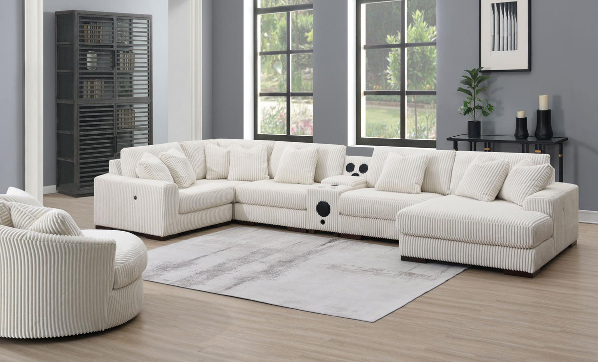 Ivory Modular Sectional with Speaker Console