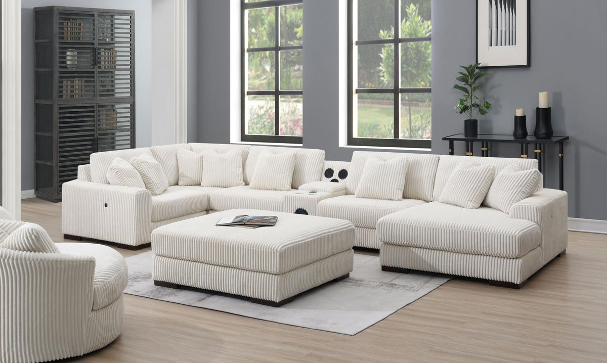 Ivory Modular Sectional with Speaker Console