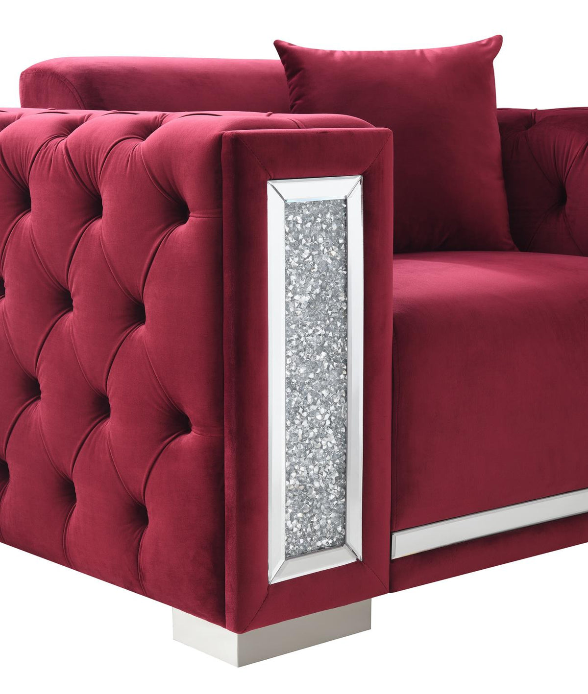 Burgundy Velvet Sofa, Loveseat & Chair
