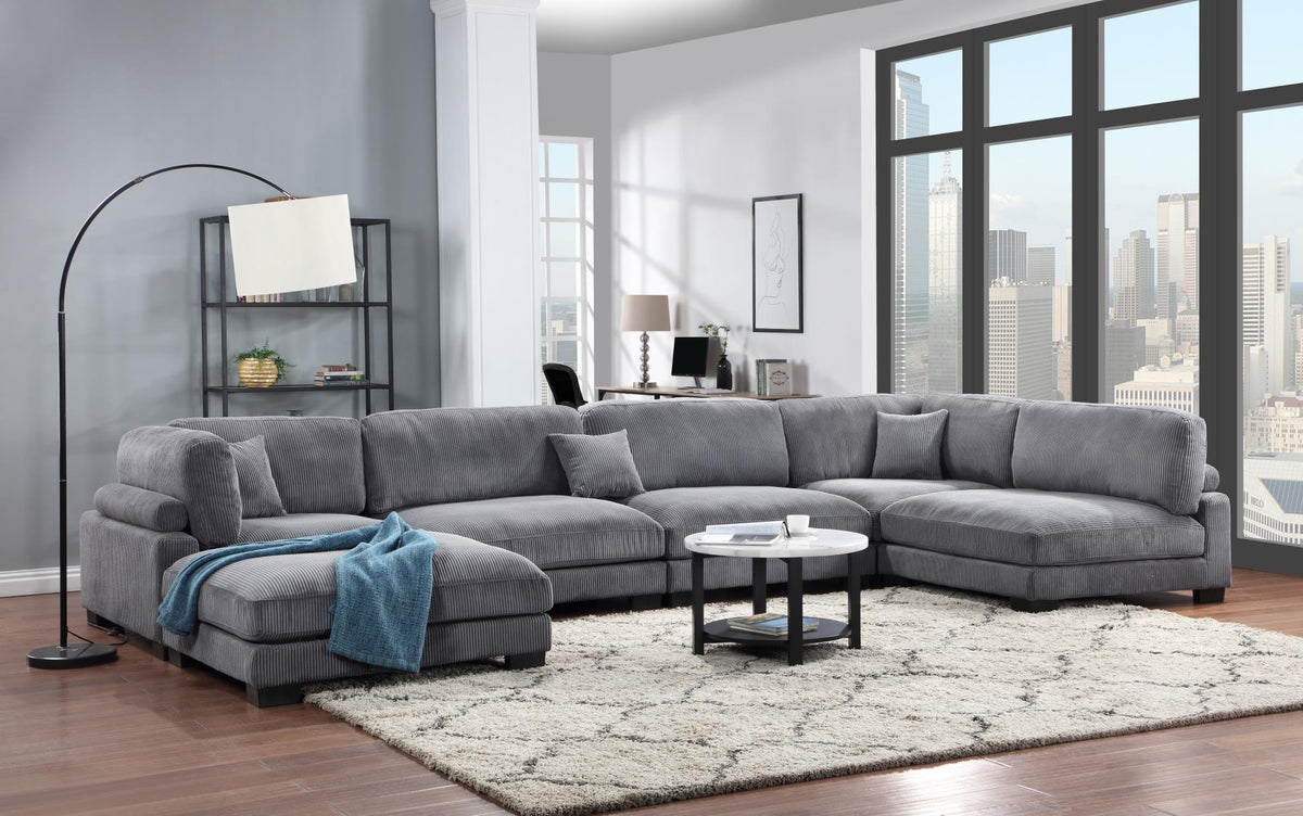 Gray Modular Sectional with Wedge & Ottoman