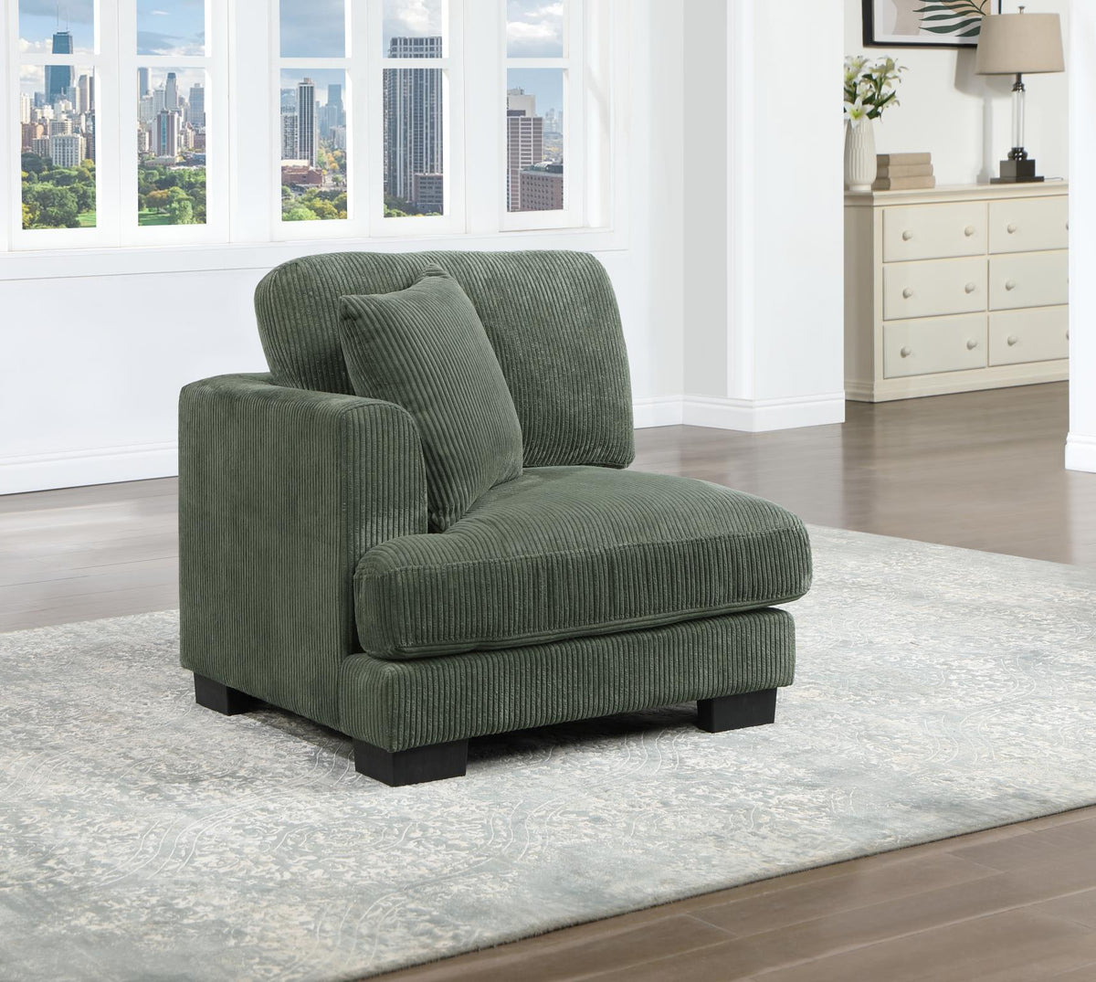 Green Modular Sectional with Pillows