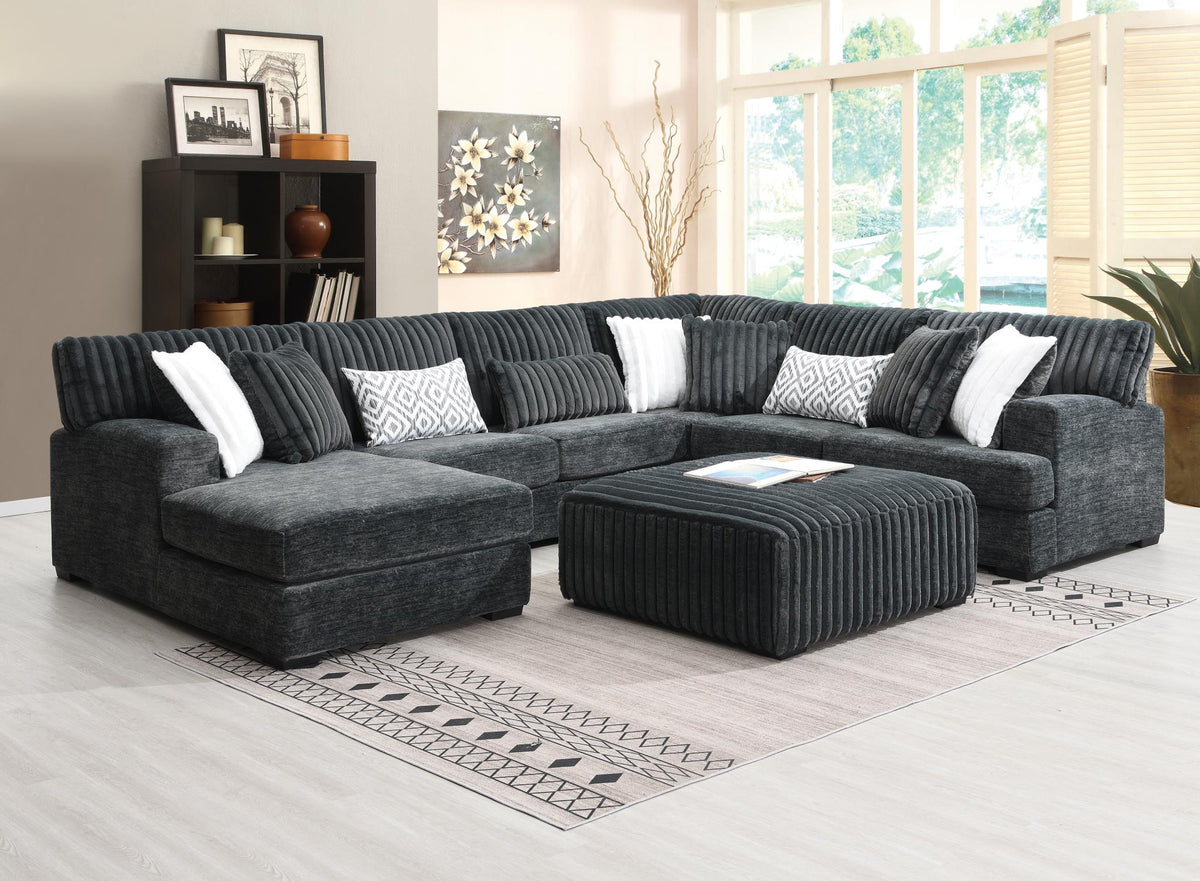 Charcoal 3-Piece Sectional with Ottoman