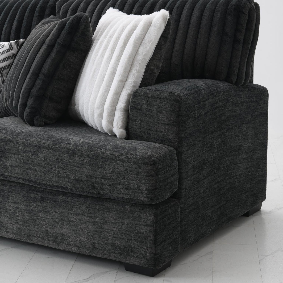 Charcoal 3-Piece Sectional with Ottoman