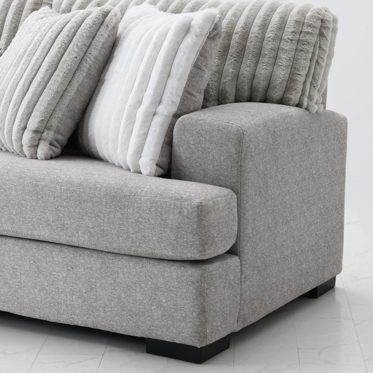 Light Gray 3-Piece Sectional with Ottoman