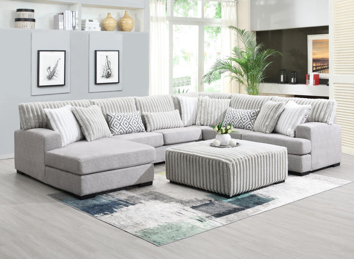 Light Gray 3-Piece Sectional with Ottoman