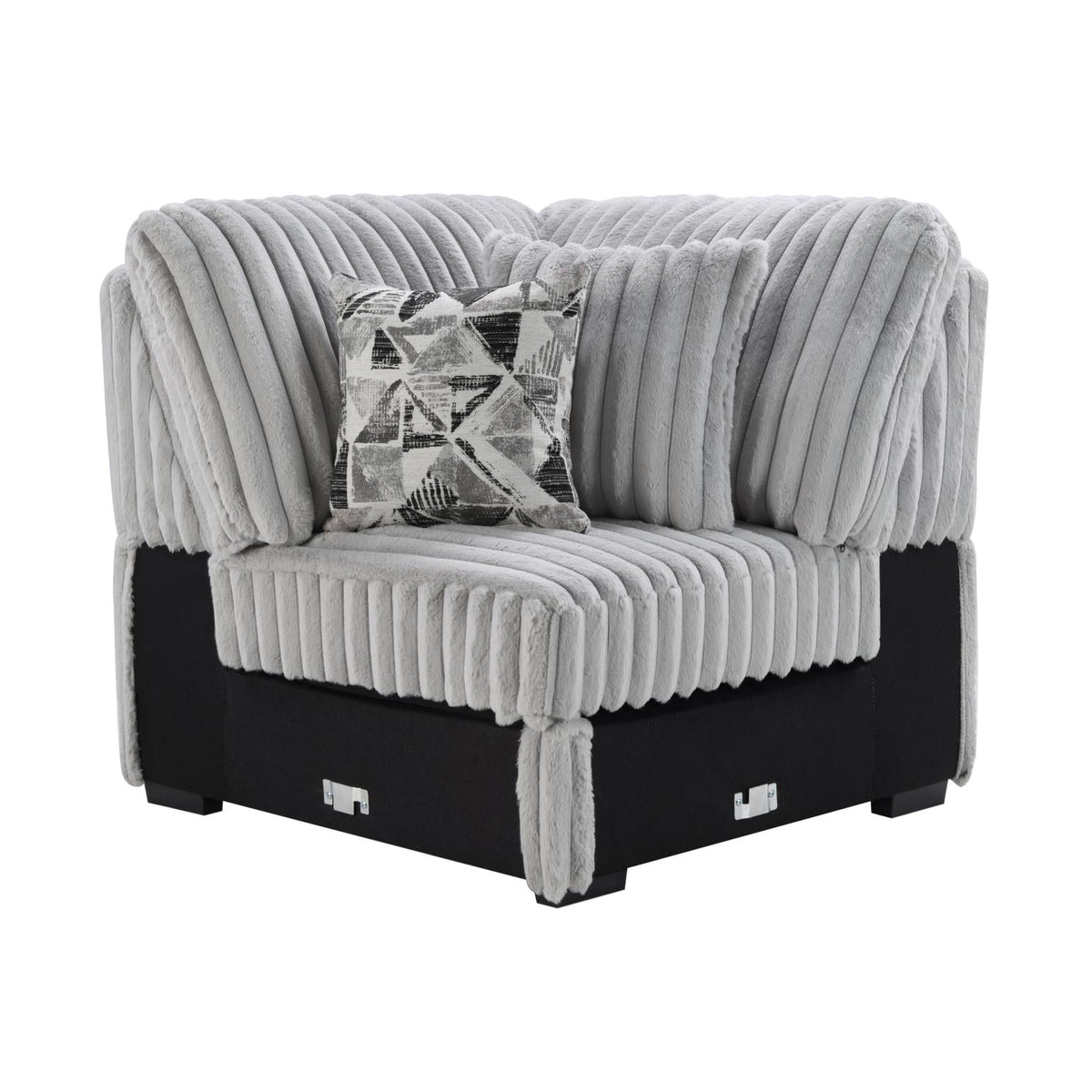 Gray Corduroy Power Reclining 4-Piece Sectional with 2 Wireless Charger