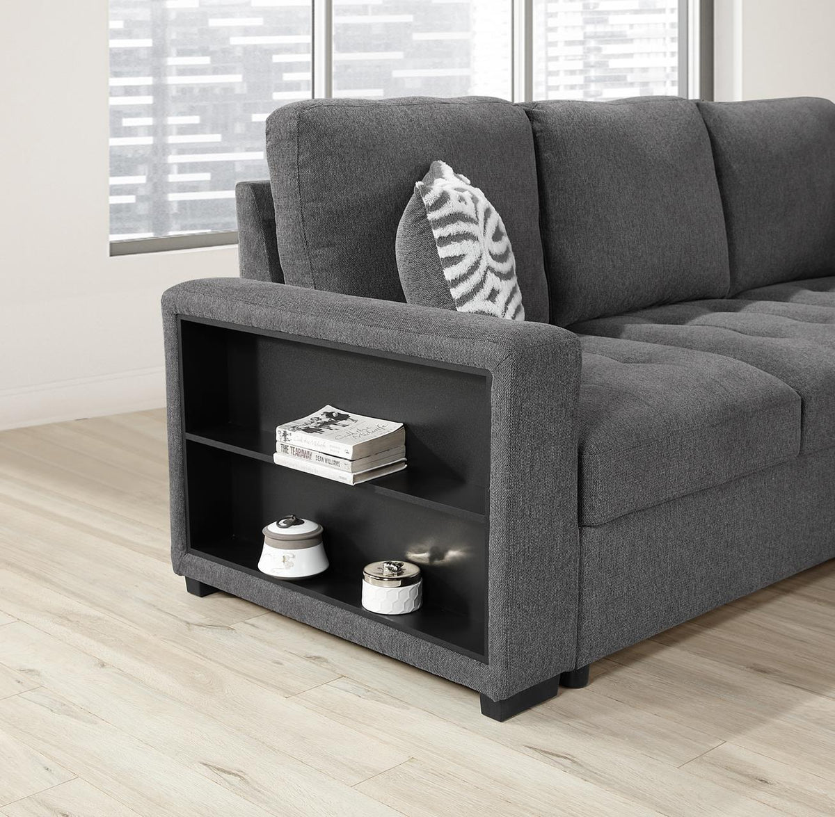 Gray 3-Piece Sectional with USB Charging