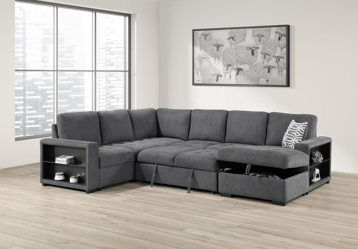 Gray 3-Piece Sectional with USB Charging