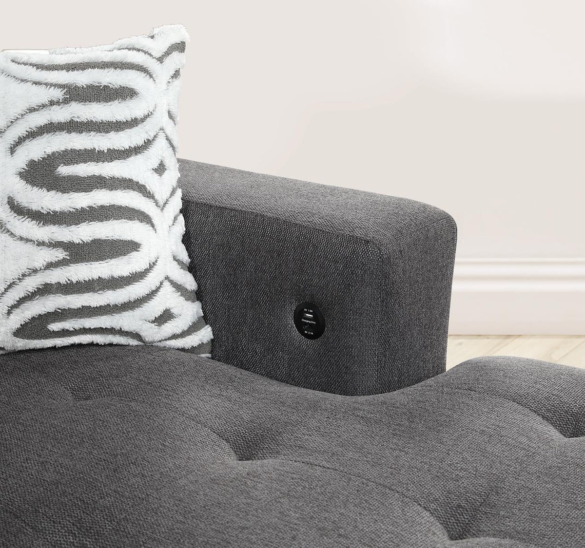 Gray 3-Piece Sectional with USB Charging