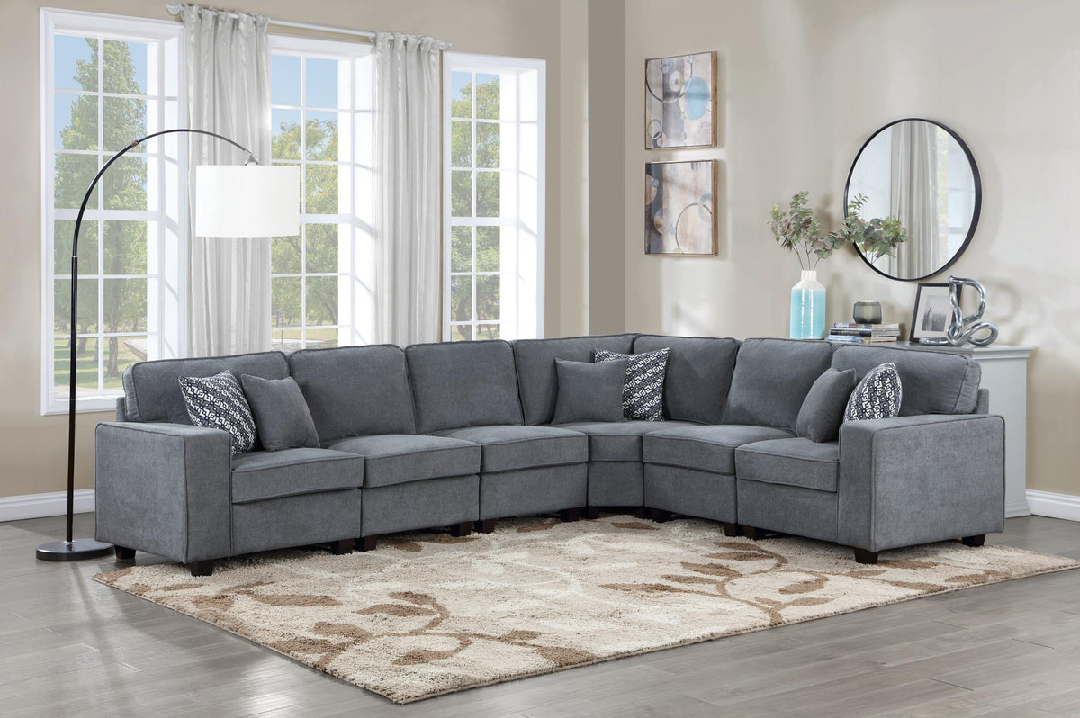 Gray Fabric Modular Sectional (4, 5 or 6 Piece)