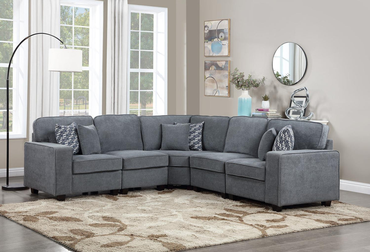Gray Fabric Modular Sectional (4, 5 or 6 Piece)