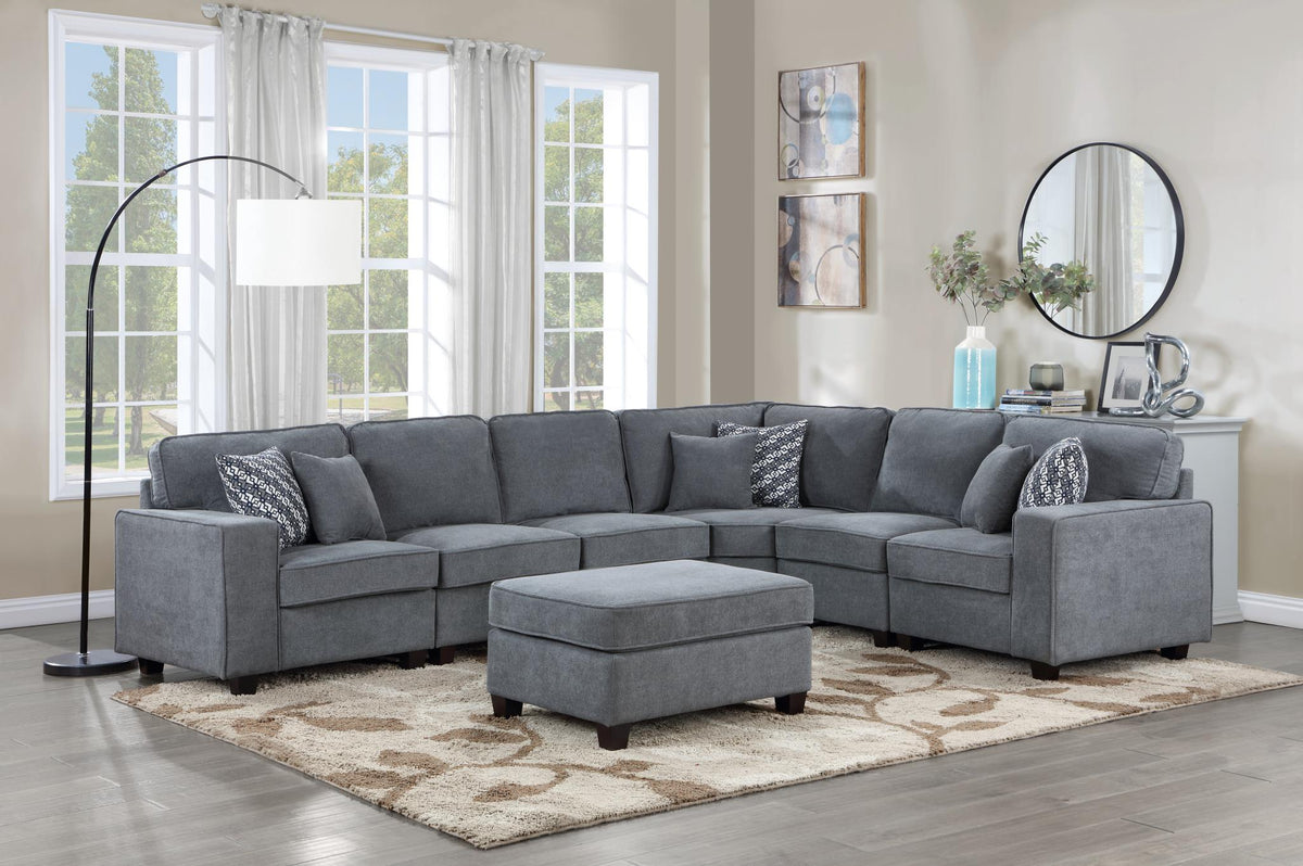 Gray Fabric Modular Sectional (4, 5 or 6 Piece)