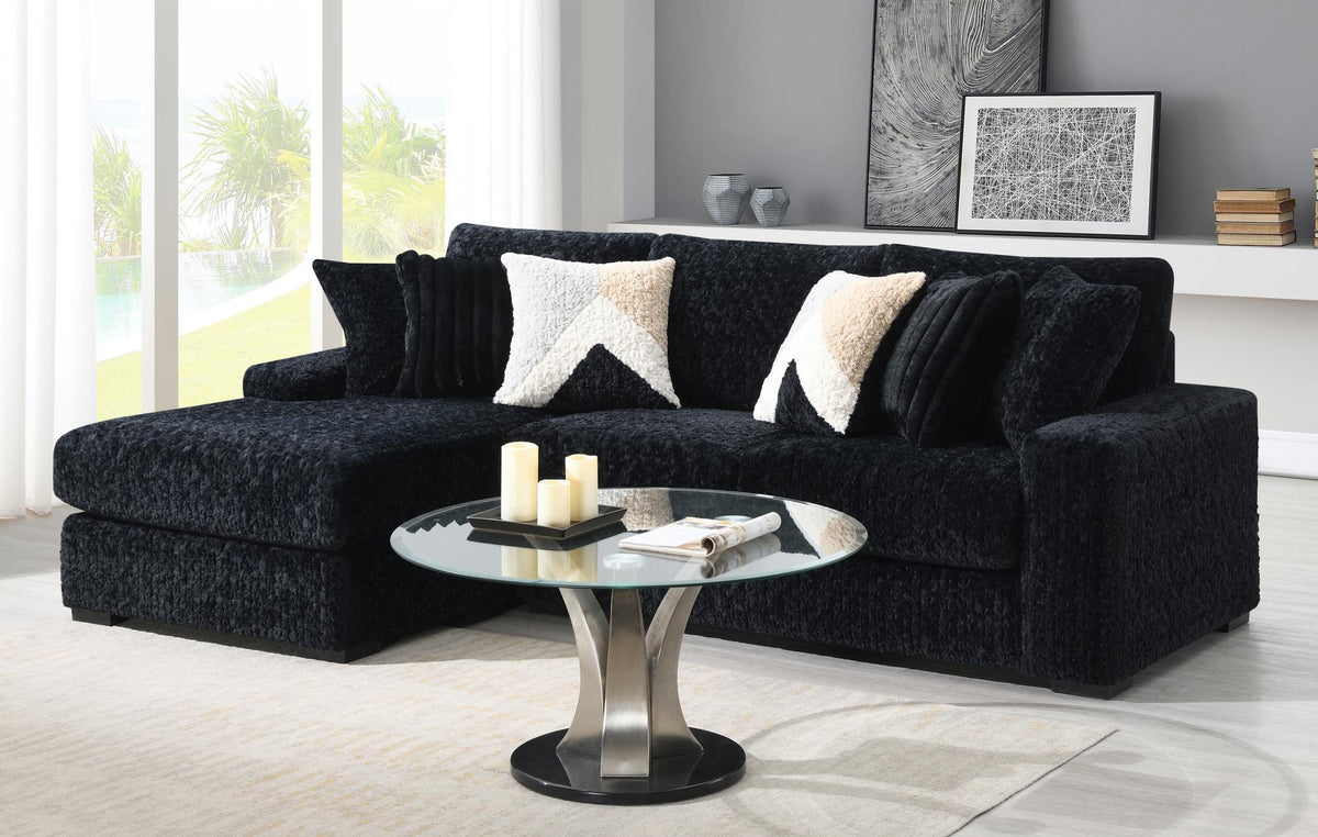 Black Corduroy Modular Sectional with Chaise