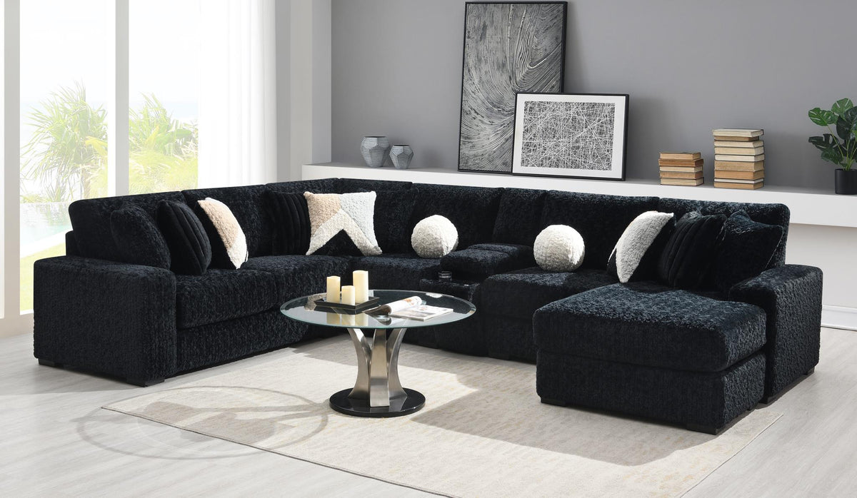 Black Corduroy Modular Sectional with Chaise