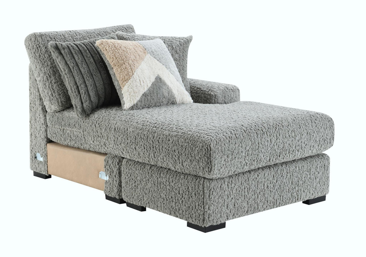 Gray Corduroy Modular Sectional with Chaise
