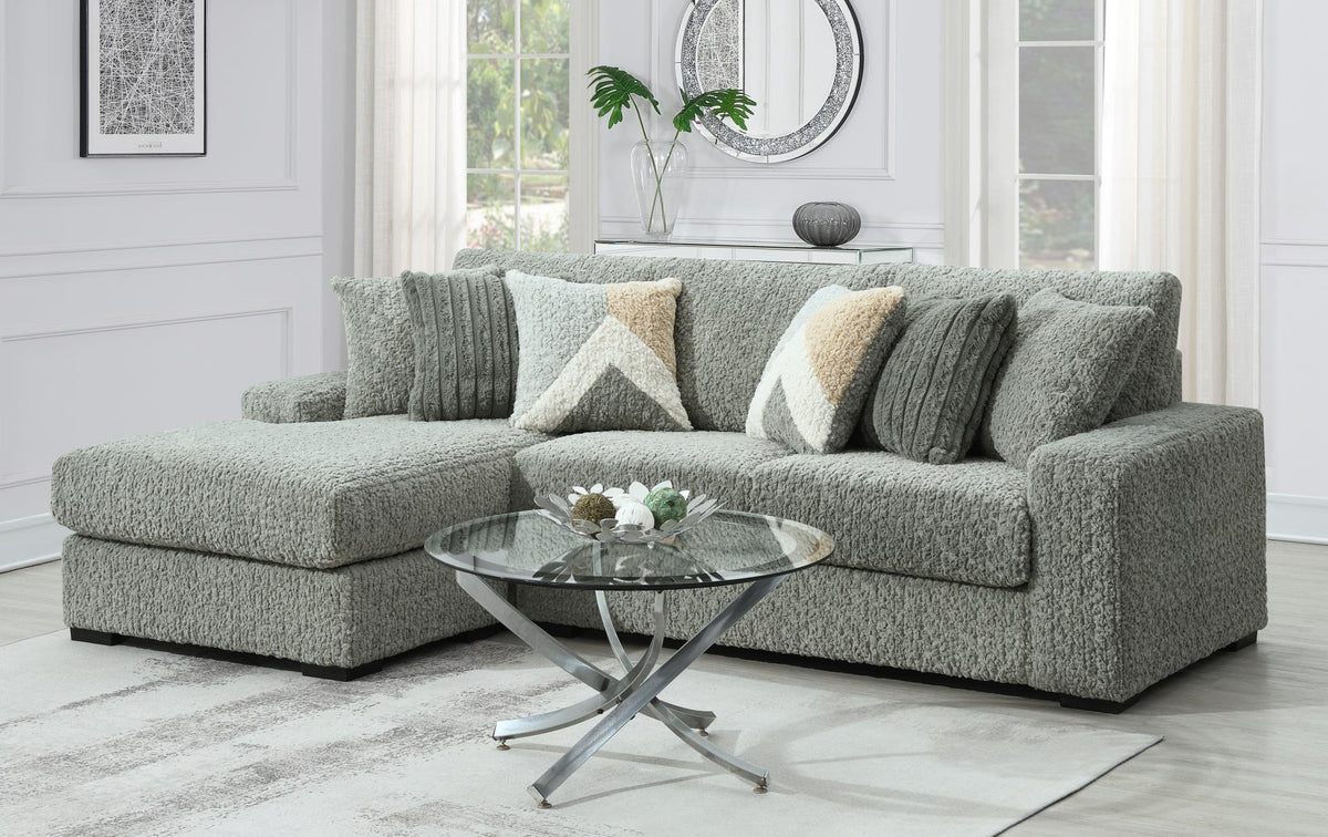 Gray Corduroy Modular Sectional with Chaise