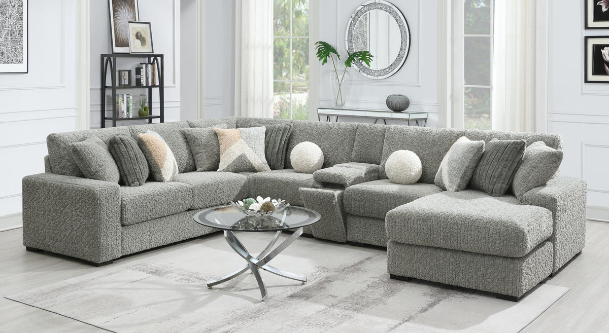 Gray Corduroy Modular Sectional with Chaise