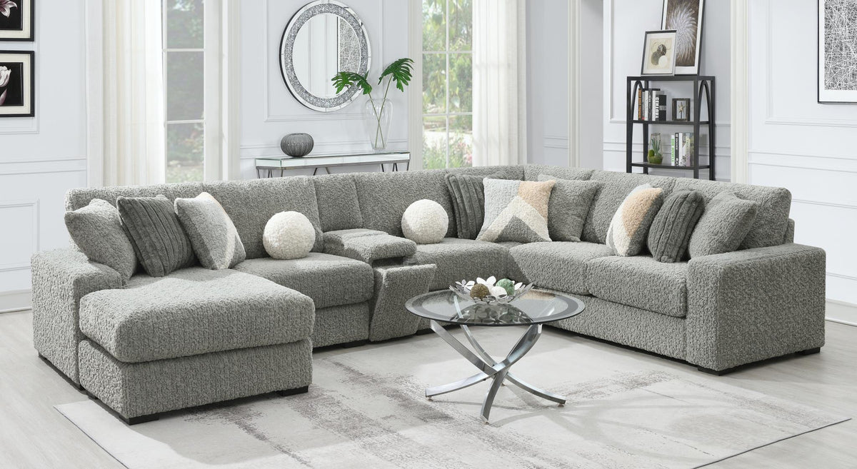 Gray Corduroy Modular Sectional with Chaise
