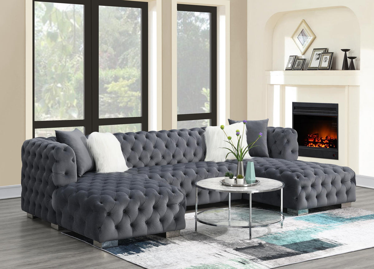 Dark Gray 3-Piece Sectional (Two Chaises)