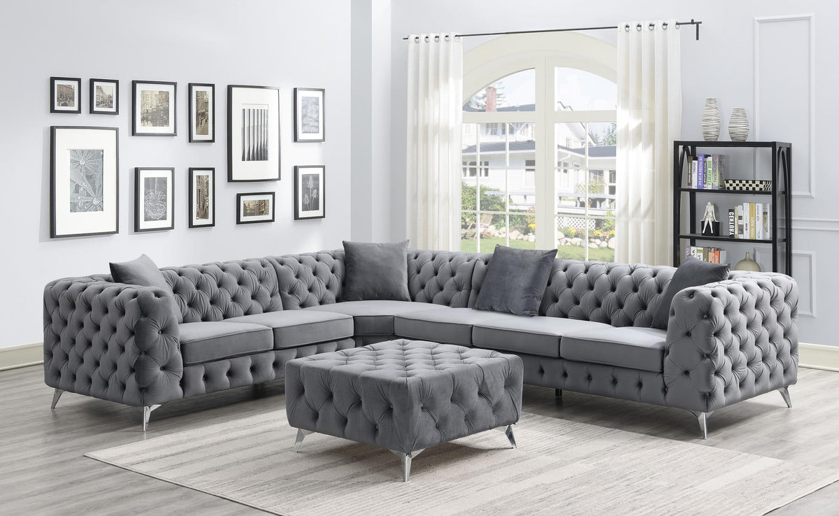 Dark Gray Velvet 3-Piece Sectional