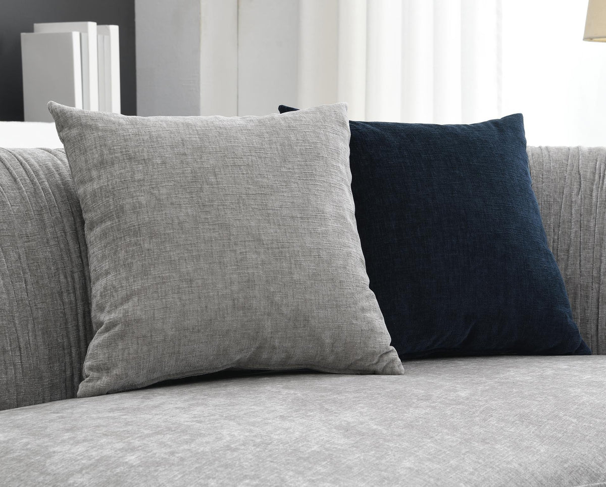 Gray Curved Modern Sofa with Blue Accent Chair