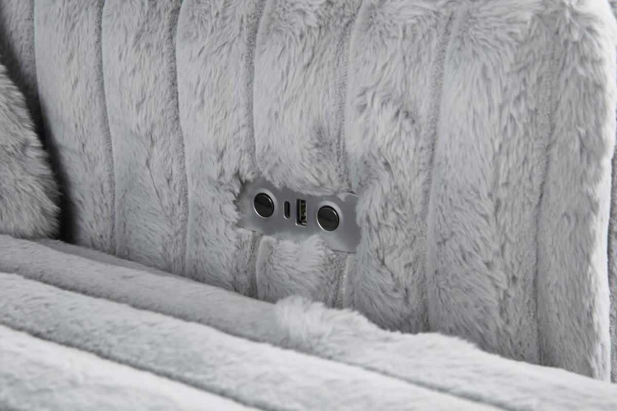 Gray Corduroy Power 4 Seater Sofa