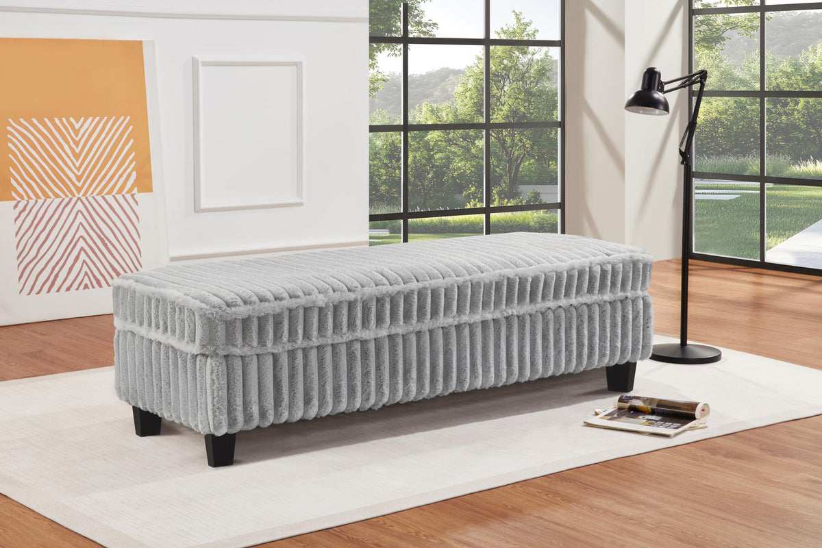 Gray Corduroy 2-Piece Sectional with Ottoman